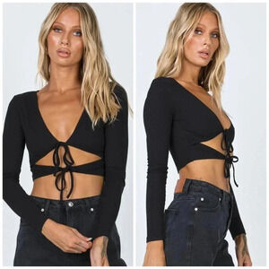 Princess Polly Black Long Sleeve Top